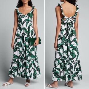 Borgo De Nor Liya Leaf Print Flared Dress Size 8 US (12 UK)